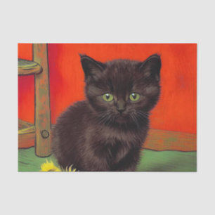 Papier Mousseline Van Gogh Style Chat noir