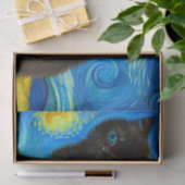 Papier Mousseline Van Gogh Style Starry Night Cat (Cadeau)