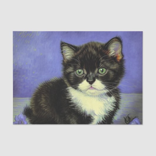 Papier Mousseline Van Gogh Tuxedo Kitten (Recto)