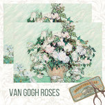 PAPIER MOUSSELINE VAN GOGH VASE DE ROSES BLANCHES ET ROSES<br><div class="desc">La plus grande des deux belles peintures de Vincent Van Gogh de roses blanches dans un vase.</div>