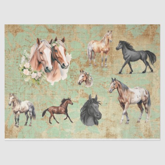 Papier Mousseline Variété Cheval pour Découpage, Arrière - plan Vint (Recto)