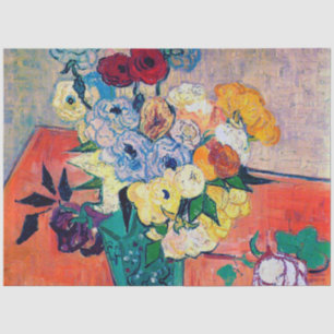Papier Mousseline Vase avec Roses et Anémones, Van Gogh