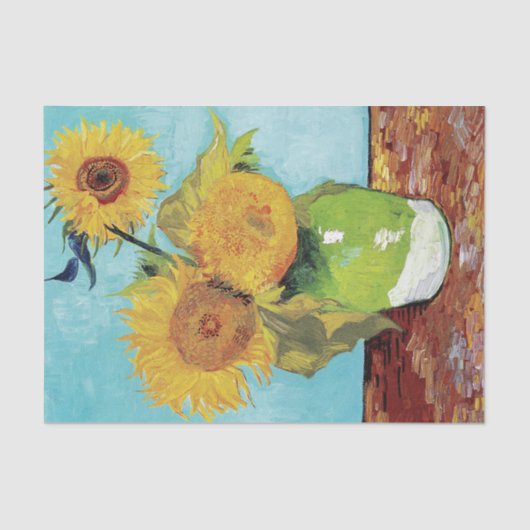 Papier Mousseline Vase avec trois tournesols par Vincent Van Gogh (Recto)