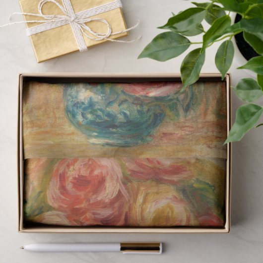 Papier Mousseline Vase de Roses par Renoir (Cadeau)