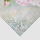 Papier Mousseline Vase élégant avec des pivoines roses sur la table (Détail)