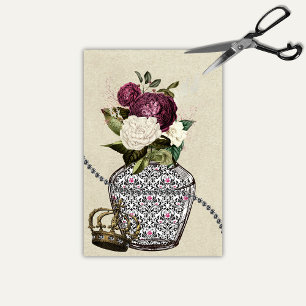 Papier Mousseline Vase florale de la reine des coeurs Alice au pays