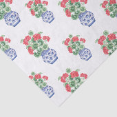 Papier Mousseline Vases de Chinoiserie des Geraniums rouges (Détail)