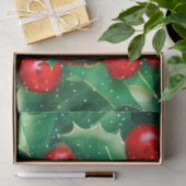 Papier Mousseline Végétation De Noël Et Baies Rouges (Cadeau)