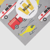 Papier Mousseline Véhicules d'urgence Transport Nom de l'anniversair (Détail)