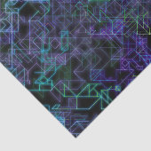 Papier Mousseline veines cybernétiques, en bleu et vert : (Détail)