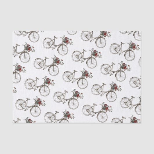 Papier Mousseline Vélo antique avec panier de fleurs (Recto)