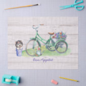 Papier Mousseline Vélo, Fleurs et Yorkie doux (Artisanat)