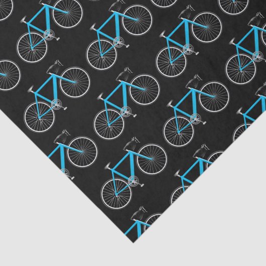 Papier Mousseline Vélo Turquoise sur Noir (Détail)