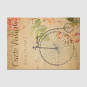 Papier Mousseline Vélo vintage Penny Farthing Floral Français