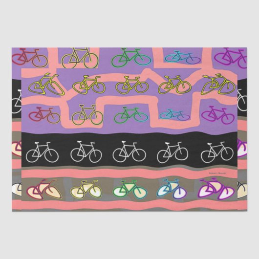 Papier Mousseline Vélos multicolores (Recto)