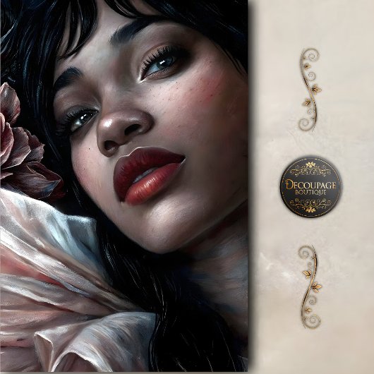 Papier Mousseline Velvet Woman With Crimson Lips decoupage