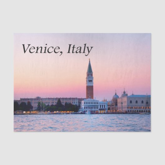 Papier Mousseline Venise, Italie Coucher de soleil rose (Recto)