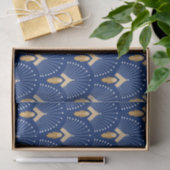 Papier Mousseline Ventilateur Art déco bleu, or et blanc Motif (Cadeau)