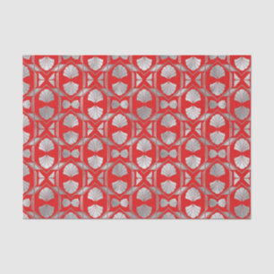 Papier Mousseline Ventilateur Art Déco Rouge Argent