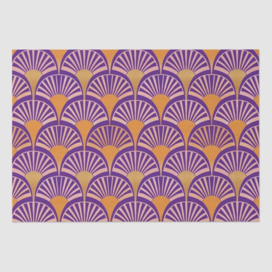 Papier Mousseline Ventilateurs art déco violet rétro motif (Recto)