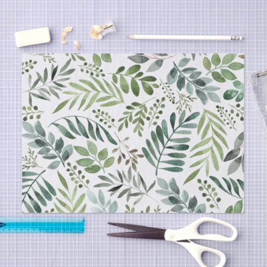 Papier Mousseline Verdure botanique Feuille Aquarelle (Artisanat)