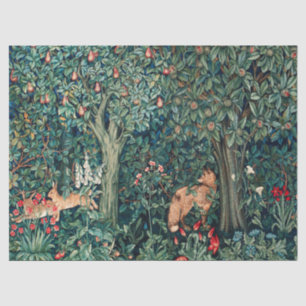 Papier Mousseline VERDURE, Hares d'ANIMAUX FORESTIERS, Renard, Flora