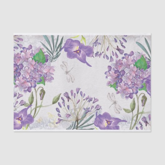 Papier Mousseline Verdure pourpre d'hortensias de violettes (Recto)