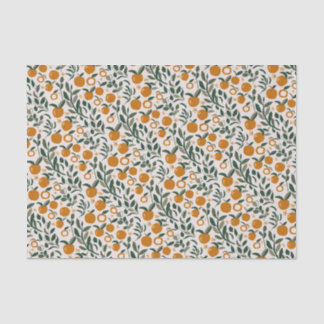 Papier Mousseline Verger espagnol - motif d'oranges et feuille