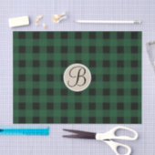 Papier Mousseline Vérificateur noir vert Plaid Monogramme rustique I (Artisanat)