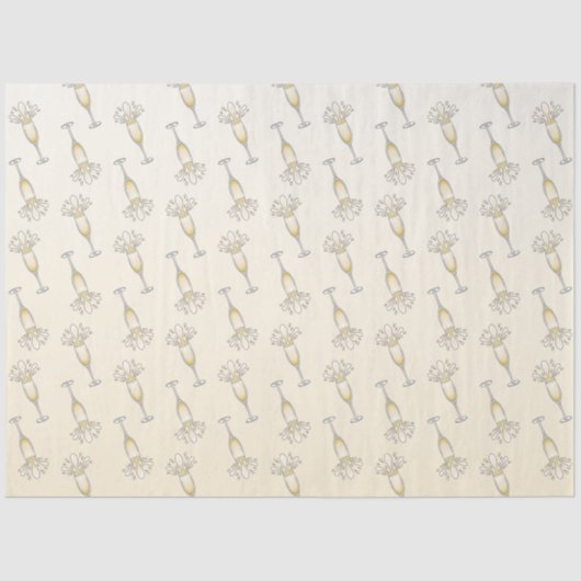 Papier Mousseline Verre Champagne de Nouvel An (Recto)