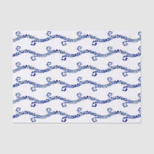 Papier Mousseline Verre de mer - vagues de bleu (Recto)