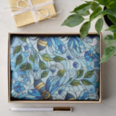 Papier Mousseline Verre Tige Charmante abeilles Bleu (Cadeau)