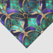 Papier Mousseline Verre turquoise, violet et or peacock (Détail)