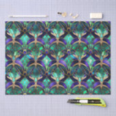 Papier Mousseline Verre turquoise, violet et or peacock (Artisanat)