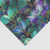 Papier Mousseline Verre turquoise, violet et or peacock (Détail)