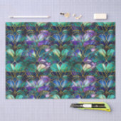 Papier Mousseline Verre turquoise, violet et or peacock (Artisanat)