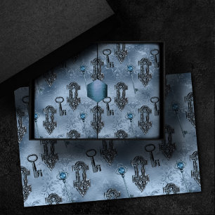 Papier Mousseline Verrouillage en vapeur et clé bleue   Découpage Vi