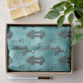 Papier Mousseline Verrouillage Steampunk et clé Turquoise | Découpag (Cadeau)