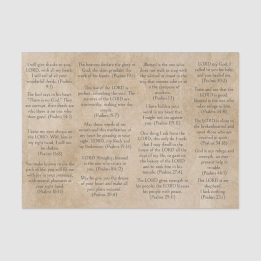 Papier Mousseline Versets de Psaume pour Journaux (Recto)