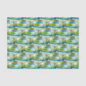 Papier Mousseline Vert abstrait d'aquarelle, bleu (Recto)