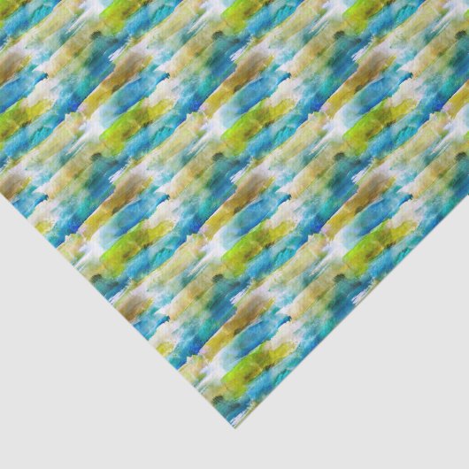 Papier Mousseline Vert abstrait d'aquarelle, bleu (Détail)