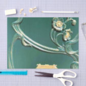 Papier Mousseline Vert, Art nouveau, belle époque, travail du bois, (Artisanat)