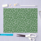 Papier Mousseline Vert avec de minuscules fleurs blanches Papier de  (Artisanat)