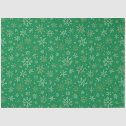 Papier Mousseline Vert avec Flèches de neige en or (Recto)
