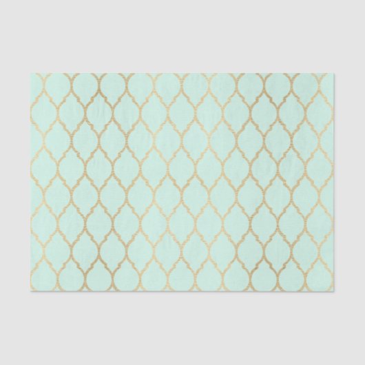 Papier Mousseline Vert avec Motif d'or Arabesque (Recto)