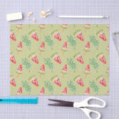 Papier Mousseline Vert avec motif pastèque (Artisanat)