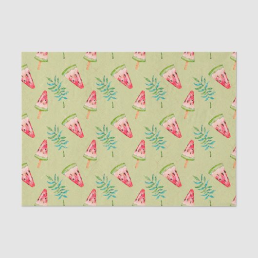 Papier Mousseline Vert avec motif pastèque (Recto)