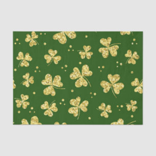PAPIER MOUSSELINE VERT AVEC PARTIES SCINTILLANT D'OR RESSORT SHAMROC