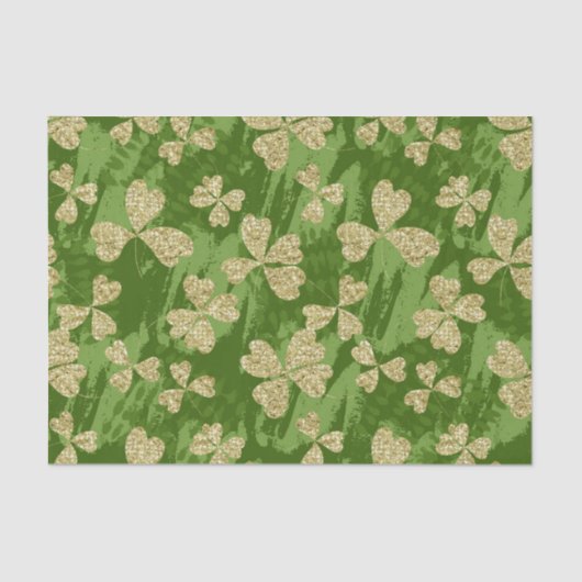 PAPIER MOUSSELINE VERT AVEC SHAMROCKS D'OR (Recto)