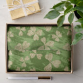 PAPIER MOUSSELINE VERT AVEC SHAMROCKS D'OR (Cadeau)